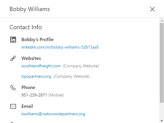Bobby William details on linkedin 