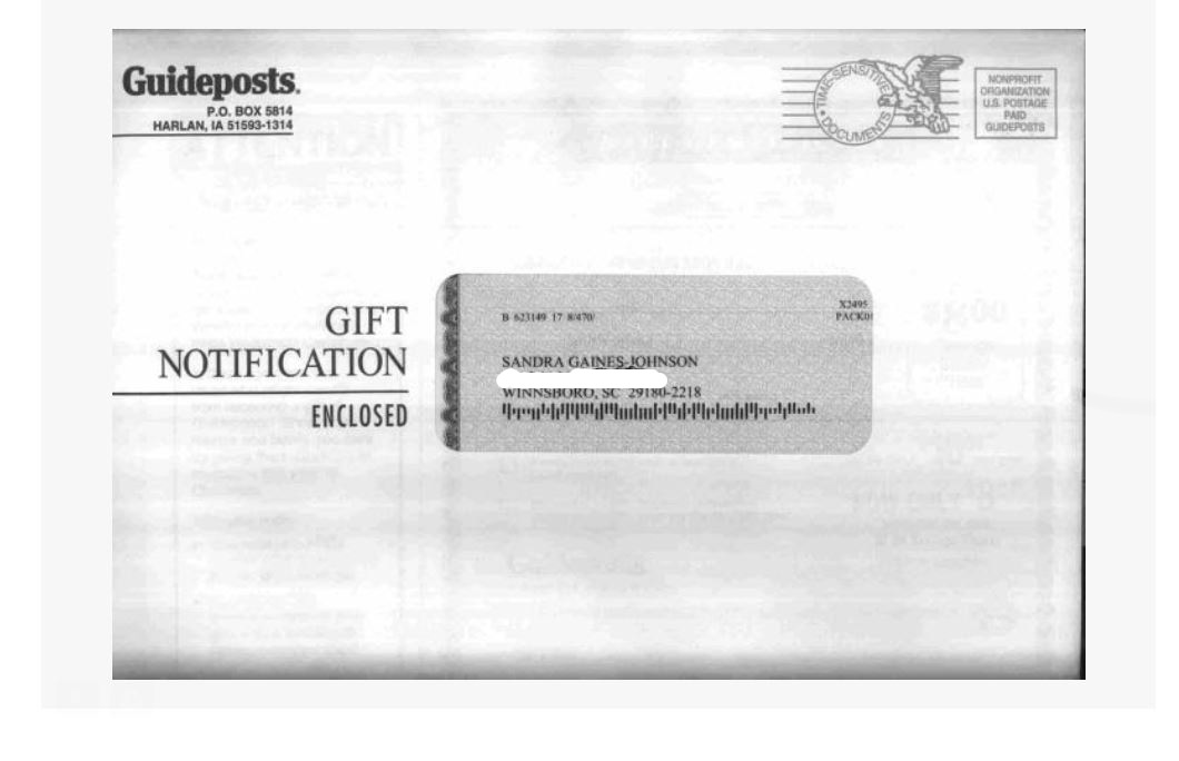 Another Guideposts Foundation Piece of Mail 