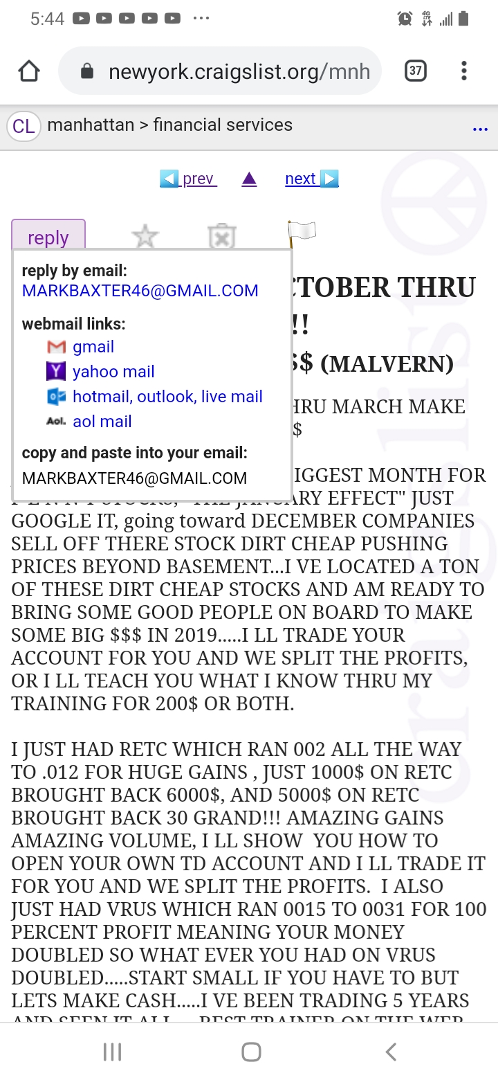 Scammer's CL ad