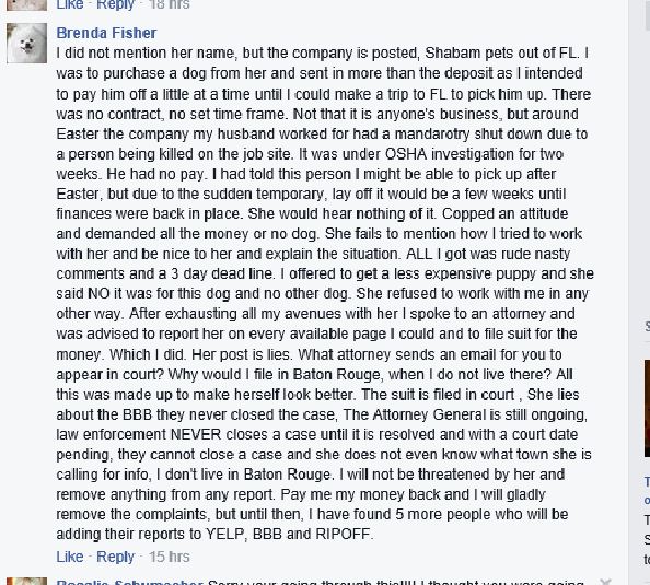 brenda fisher false facebook attack