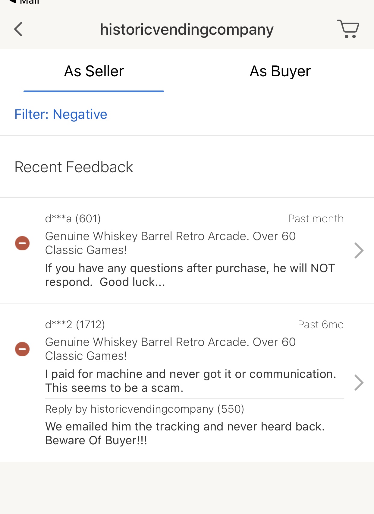 EBay reviews of ripped of buyers
