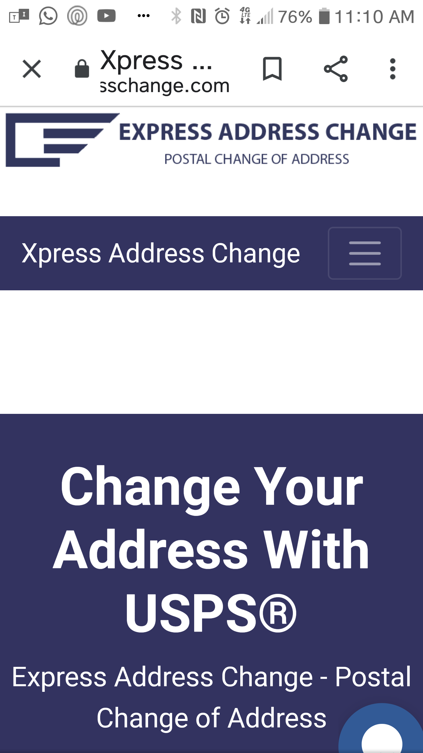 False express mail address change