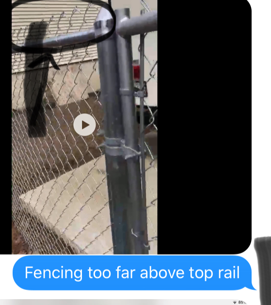 Fencing too high above top rail
