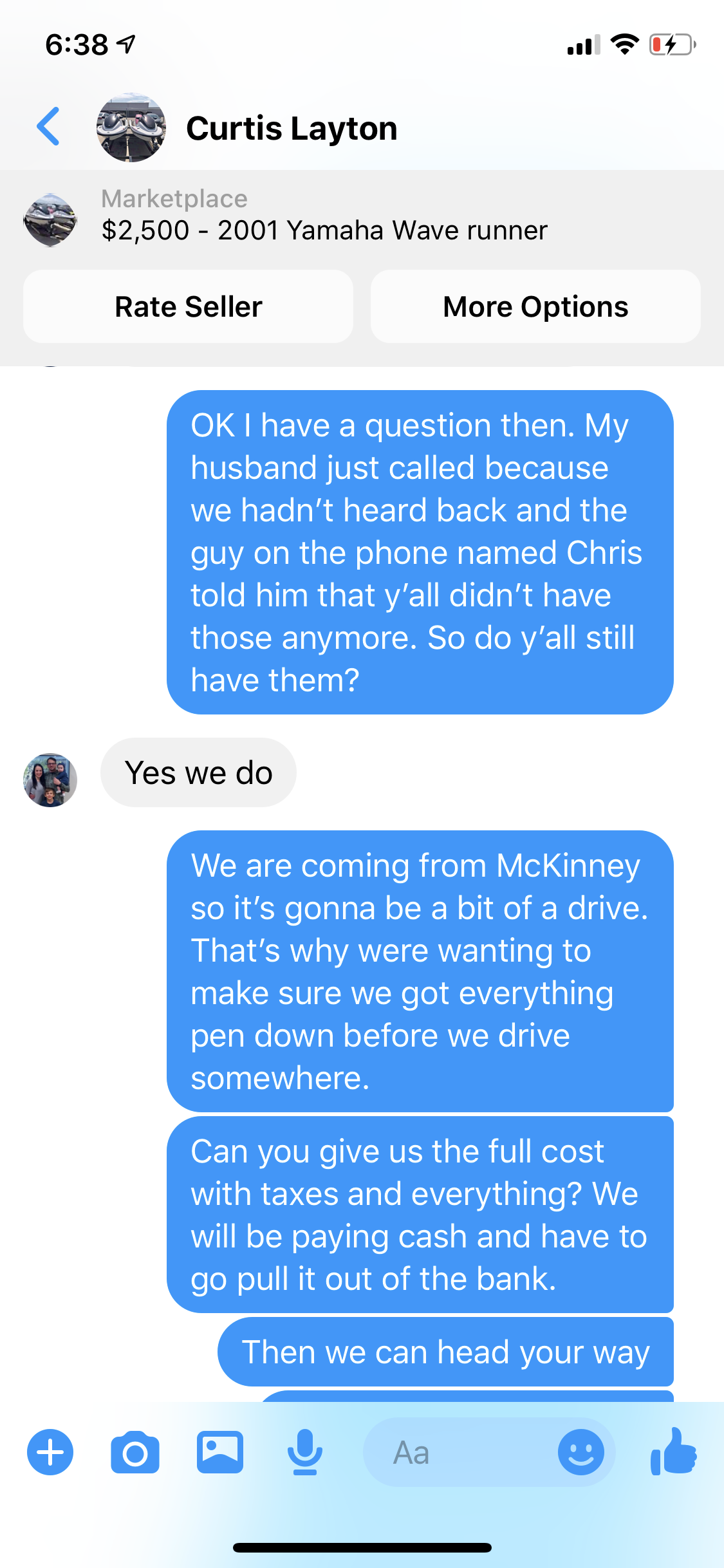 Messages between salesman and wife 1