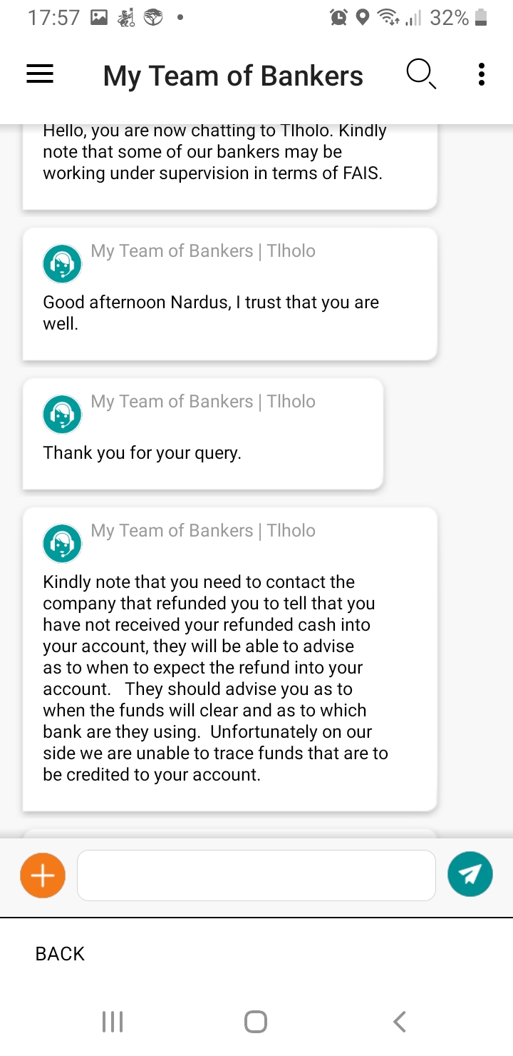 Online discussion with banker and reply