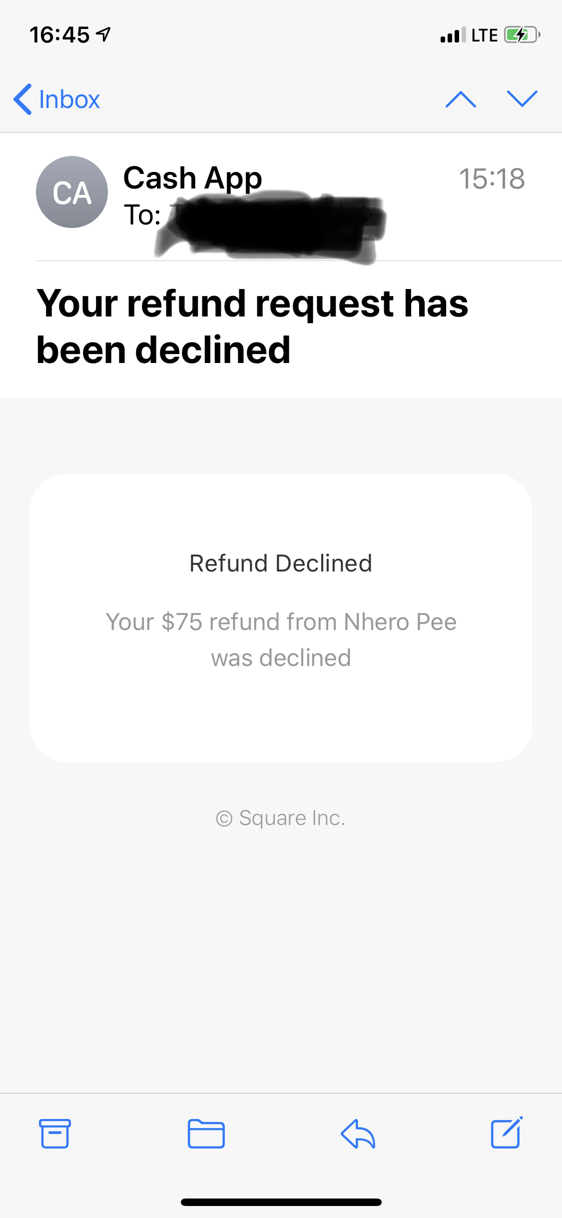Declined refund, as expected...different name too 