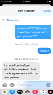 September 24th 2019 text conversation