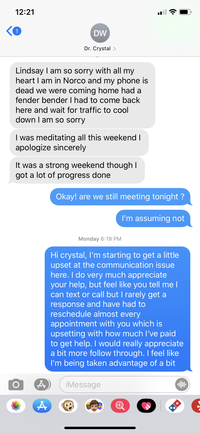 Text between owner and client1