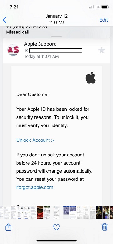 	Phishing Apple ID password