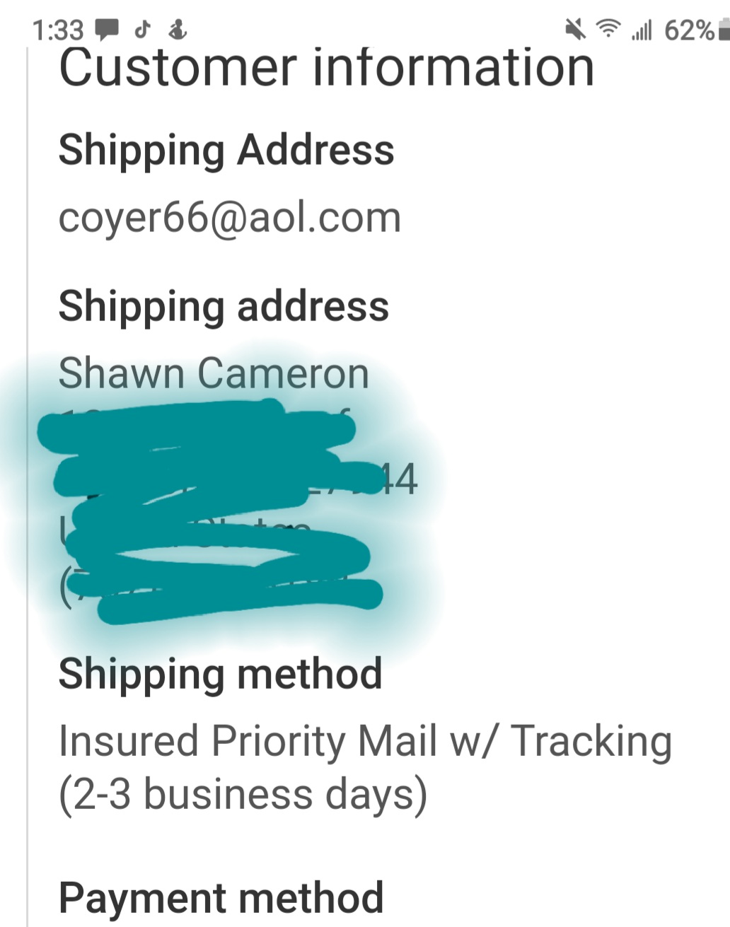 My order confirmation