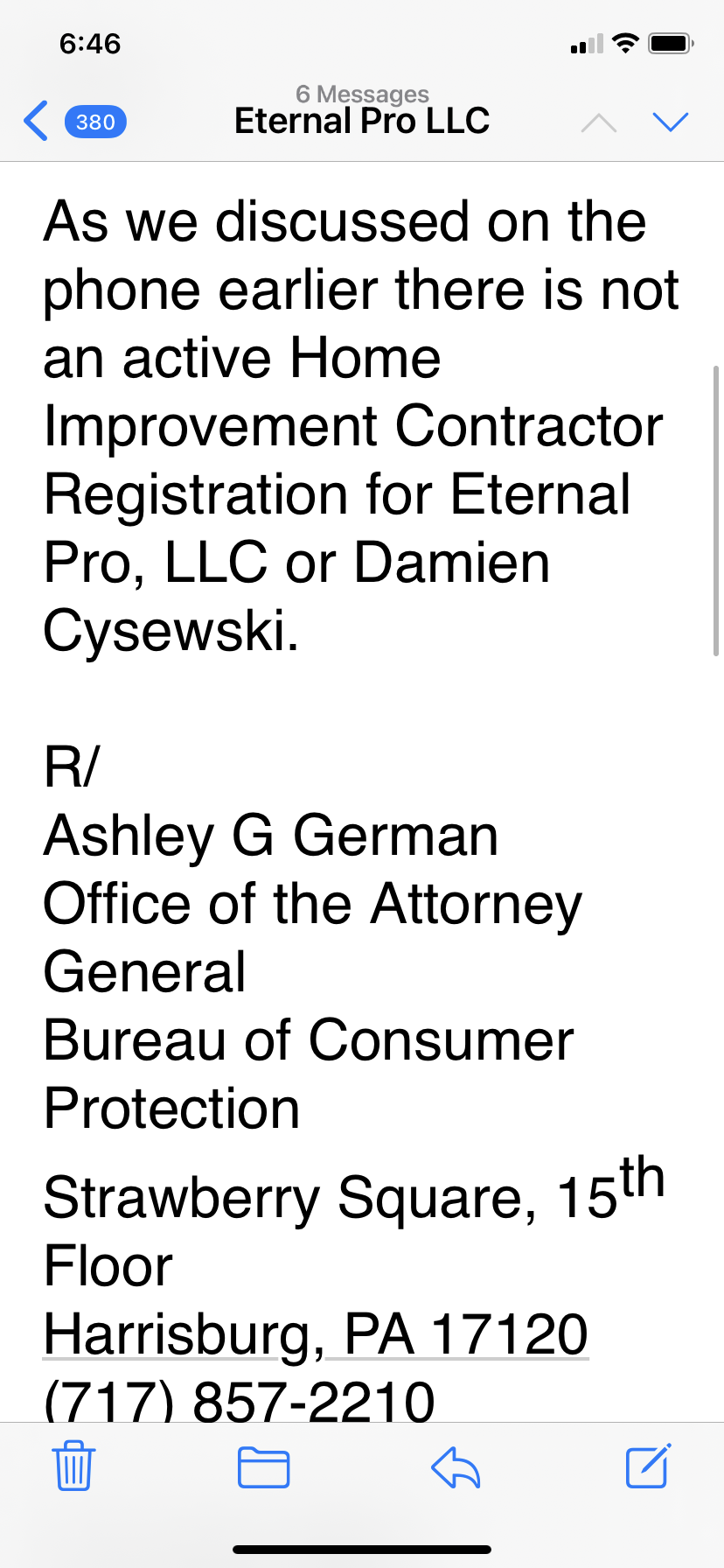 Pa Attorney general email non licensed thief 