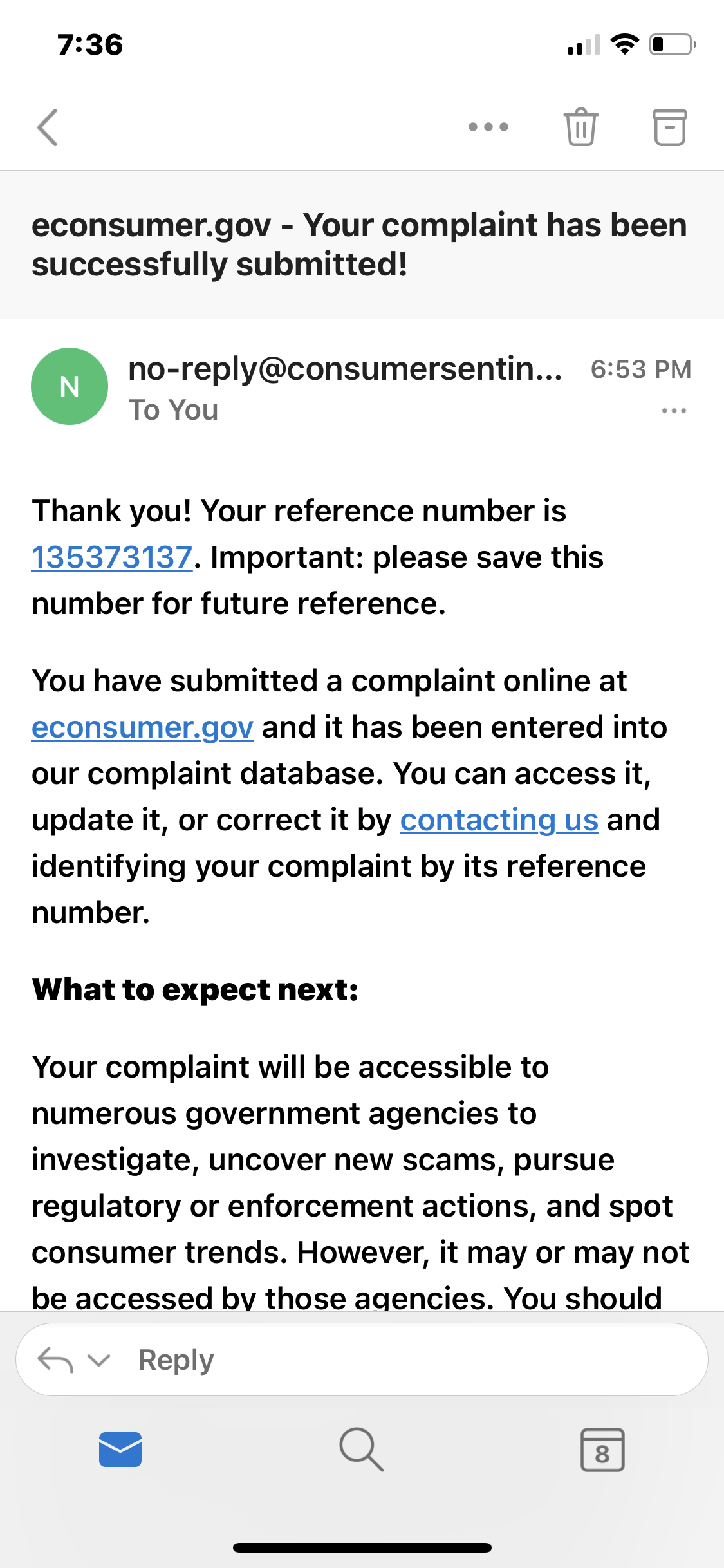 Filed a complaint with econsumer.gov