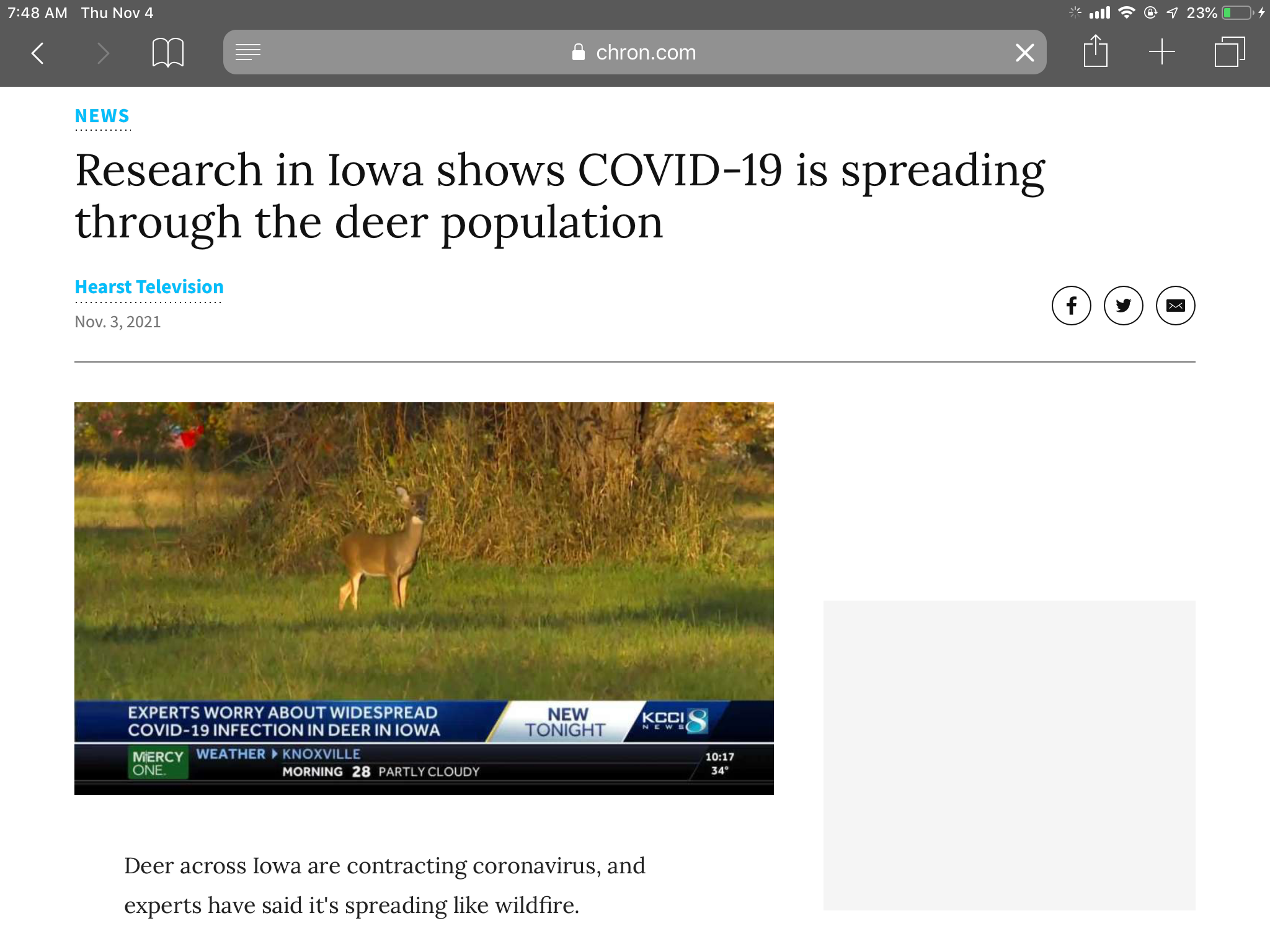 DEER IN IOWA INFECTED WITH COVID BY PLANES