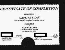 Crystal Lashelle Lax Paralegal Certificate