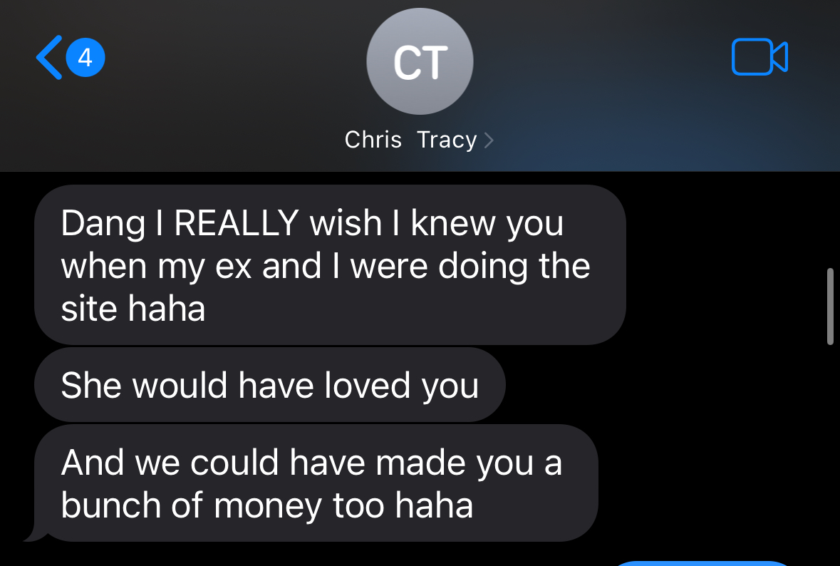 Tracy attempting to solicit me for commercial sex