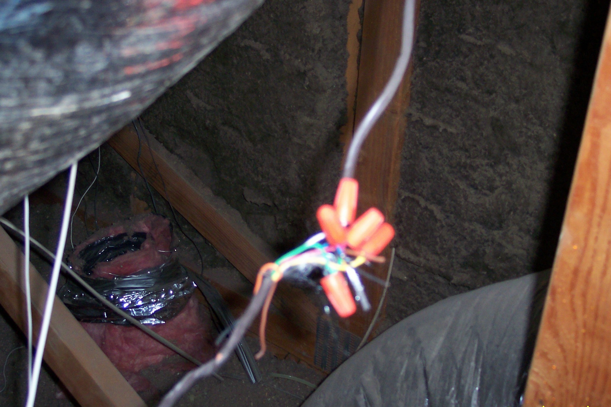 Improper wiring repair in attic by Tim Lime