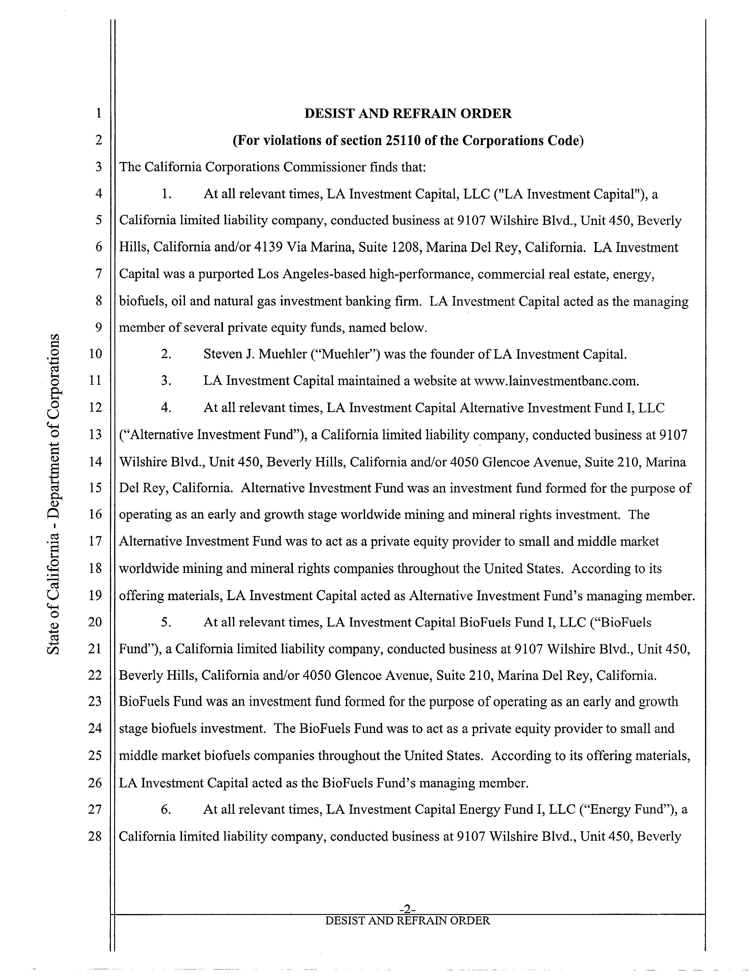 CA Dept of Corporations Desist and Refrain Order - Steven Muehl_Page_2