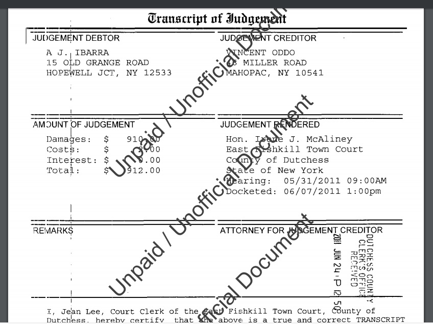 COPIES OF JUDGEMENT AGAINST AJ THE SNAKE IBARRA.