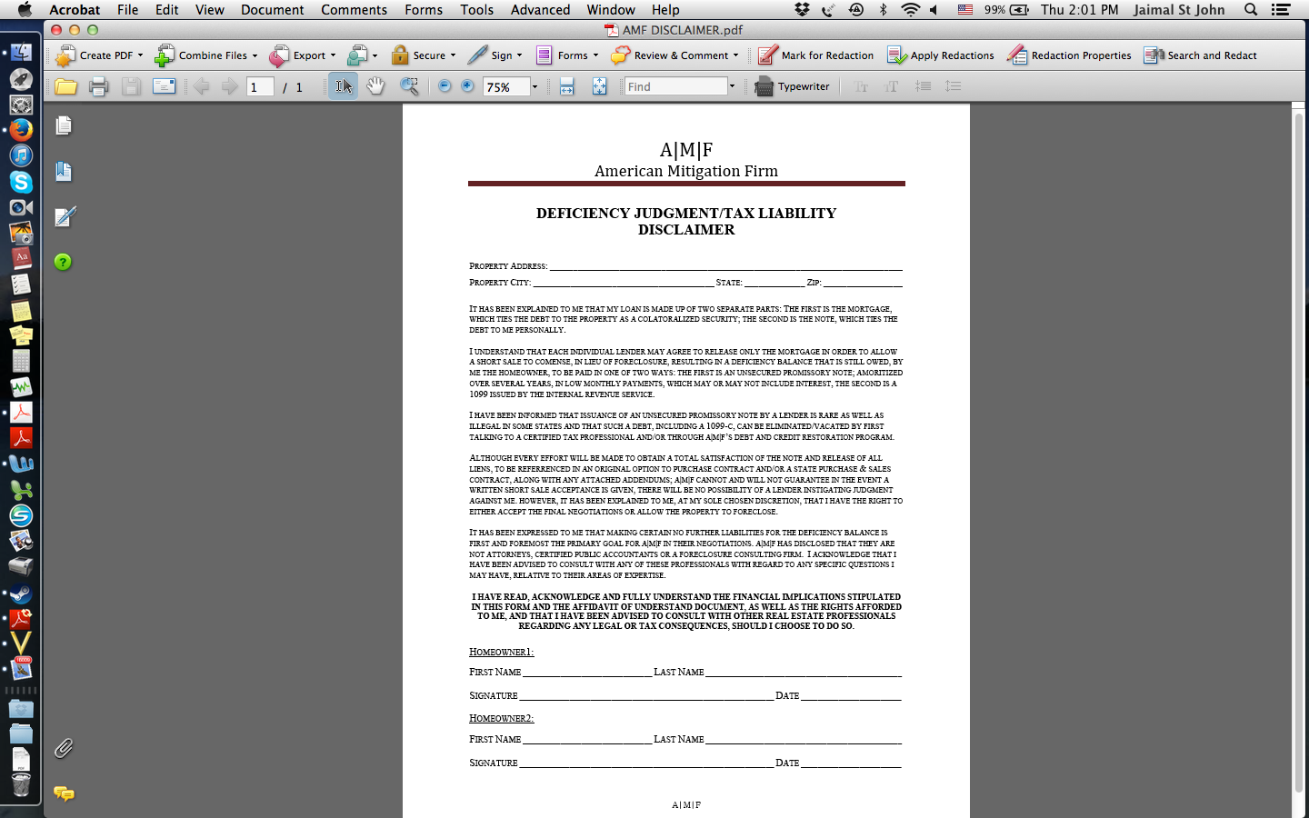 Disclaimer that all clients need to sign prior to being accepted as a client. This, along with all other documentation, disproves the validity of the Rip Off Report in question. 