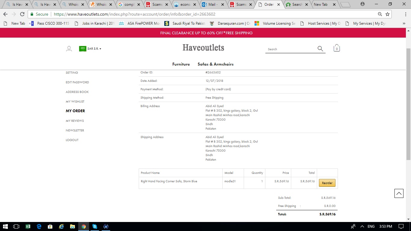 invoice of online transaction