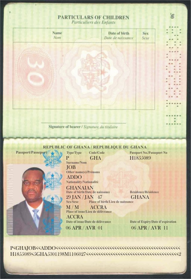The so called Job addo fake pasport