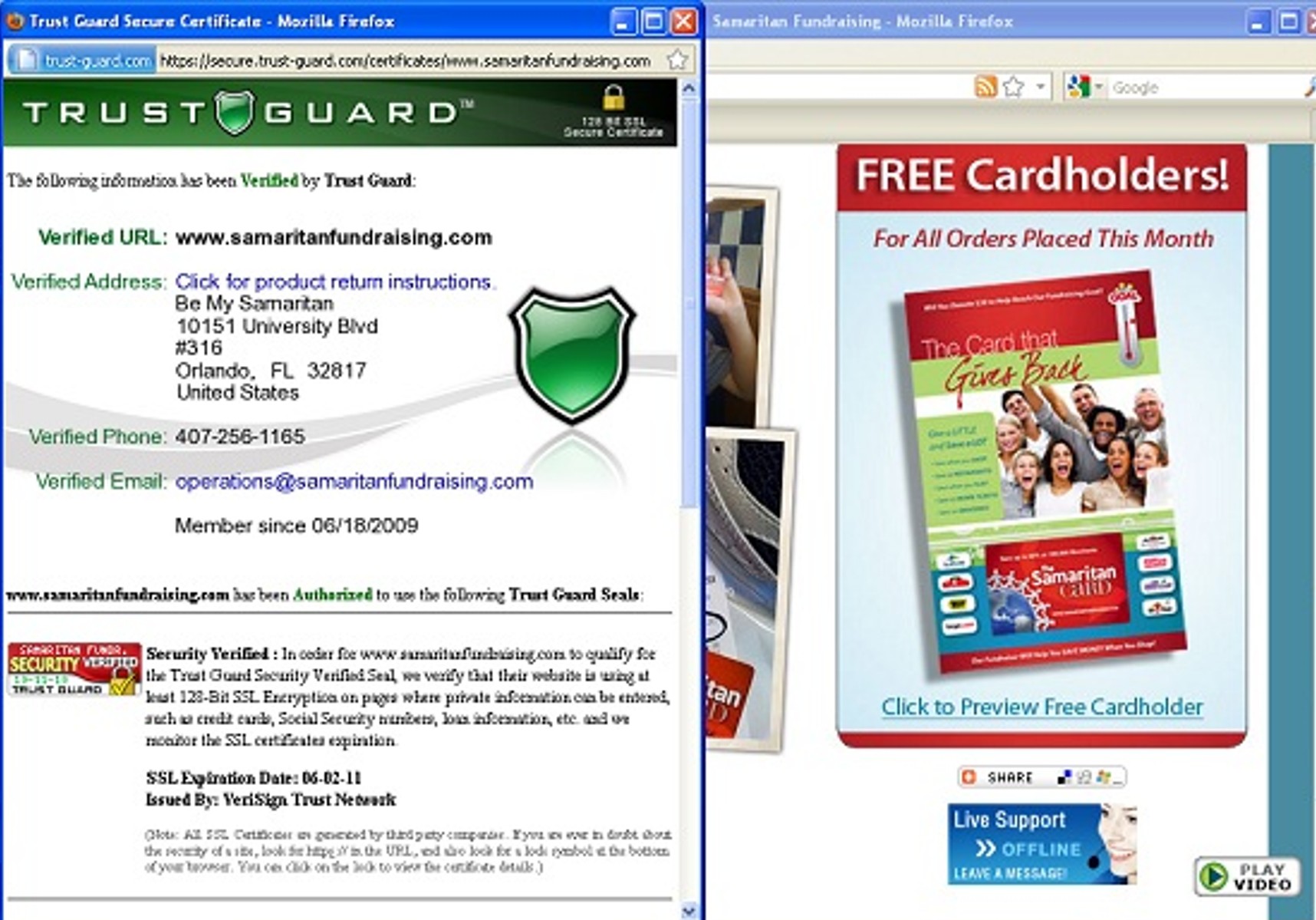 Samaritan Card Trust certificate gives address at a UPS store mailbox