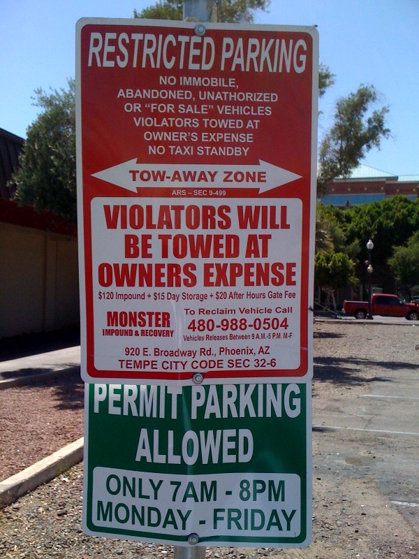 See how "Permit Parking Allowed" is in one color, and the "Only 7-am - 8pm Monday - Friday" is in another color? See how there's no mention of no parking any other time? To any reasonable thinking per