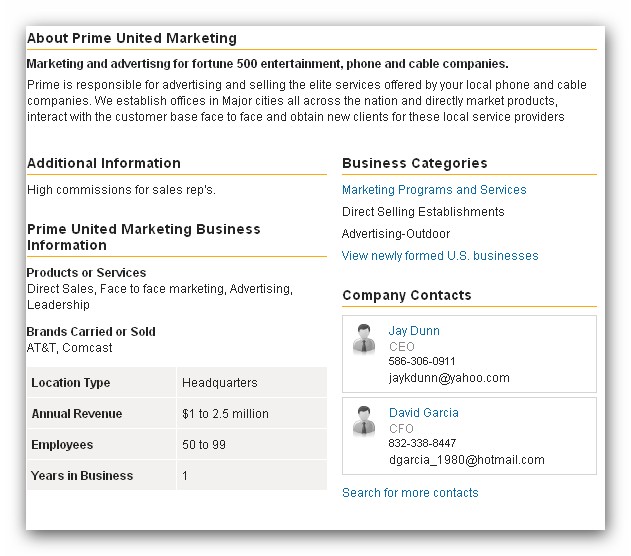 Private Numbers on business listing

