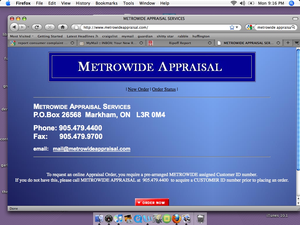 Metrowide Appraisal Services Website