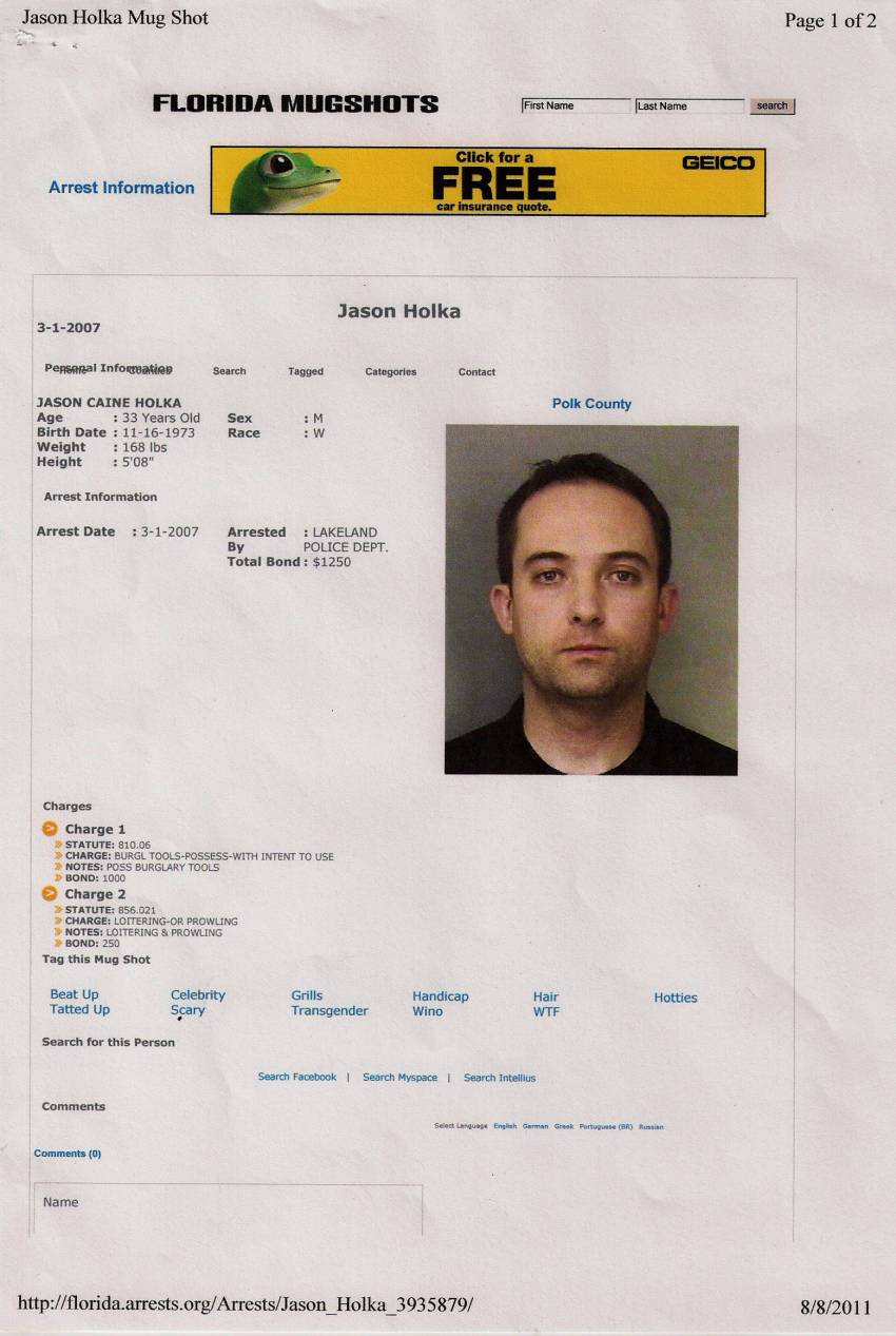 Jason Caine Holka Polk County arrest mug shot