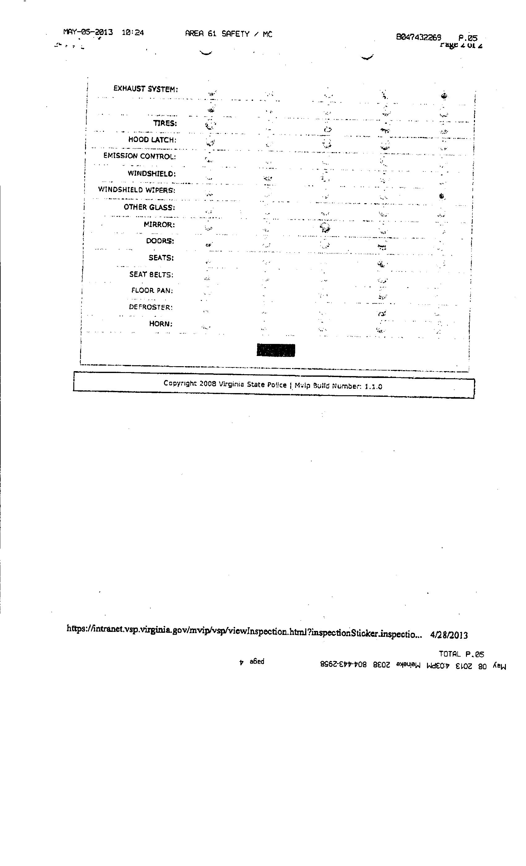 Inspection Report Page 3