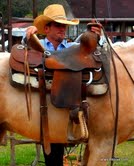 Mr. Tindall with the saddle