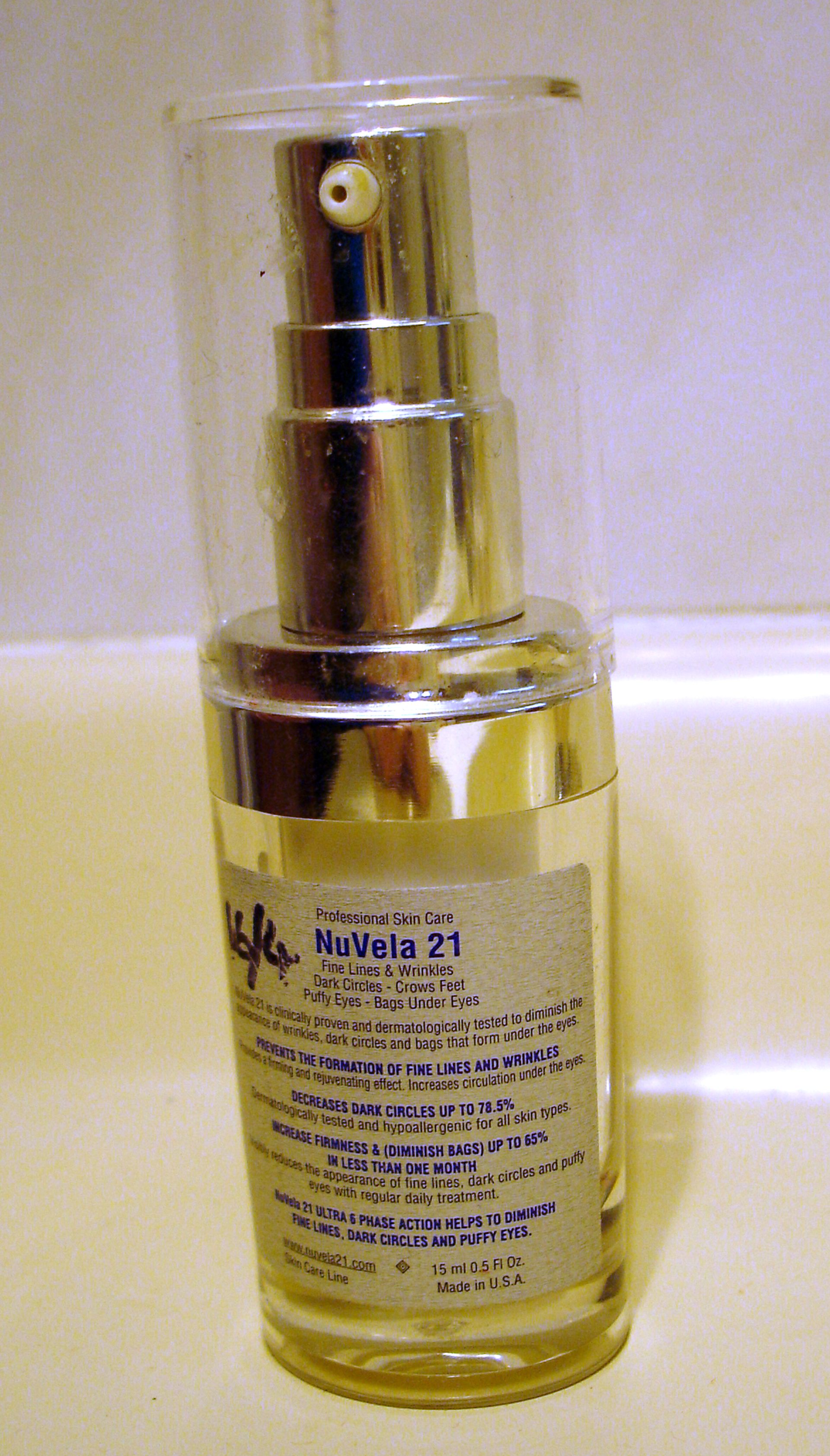 Bottle of NuVela21 eye cream (front)