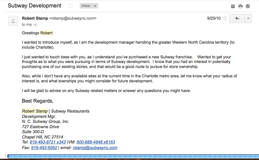 First Email from Development Agent