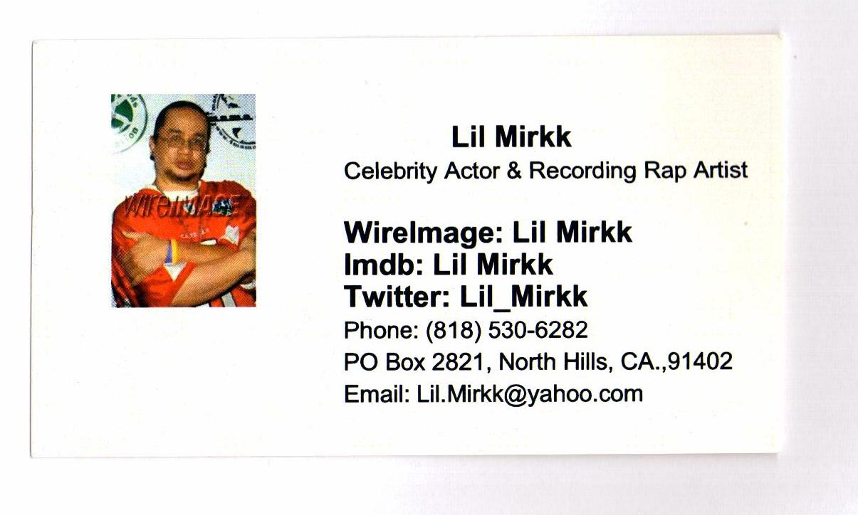 Joel Rose Chillie Mo Joel W Gonzales Lil Mirkk business card