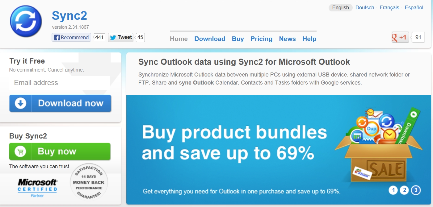 This is the main page for their "Sync2" software.