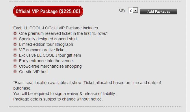 What my VIP package offered.