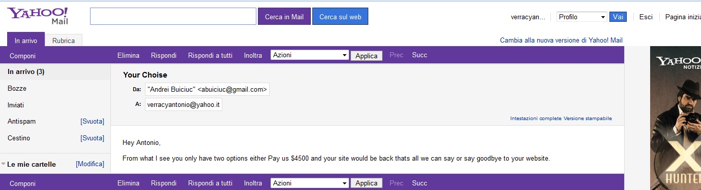One of the Scam email received.