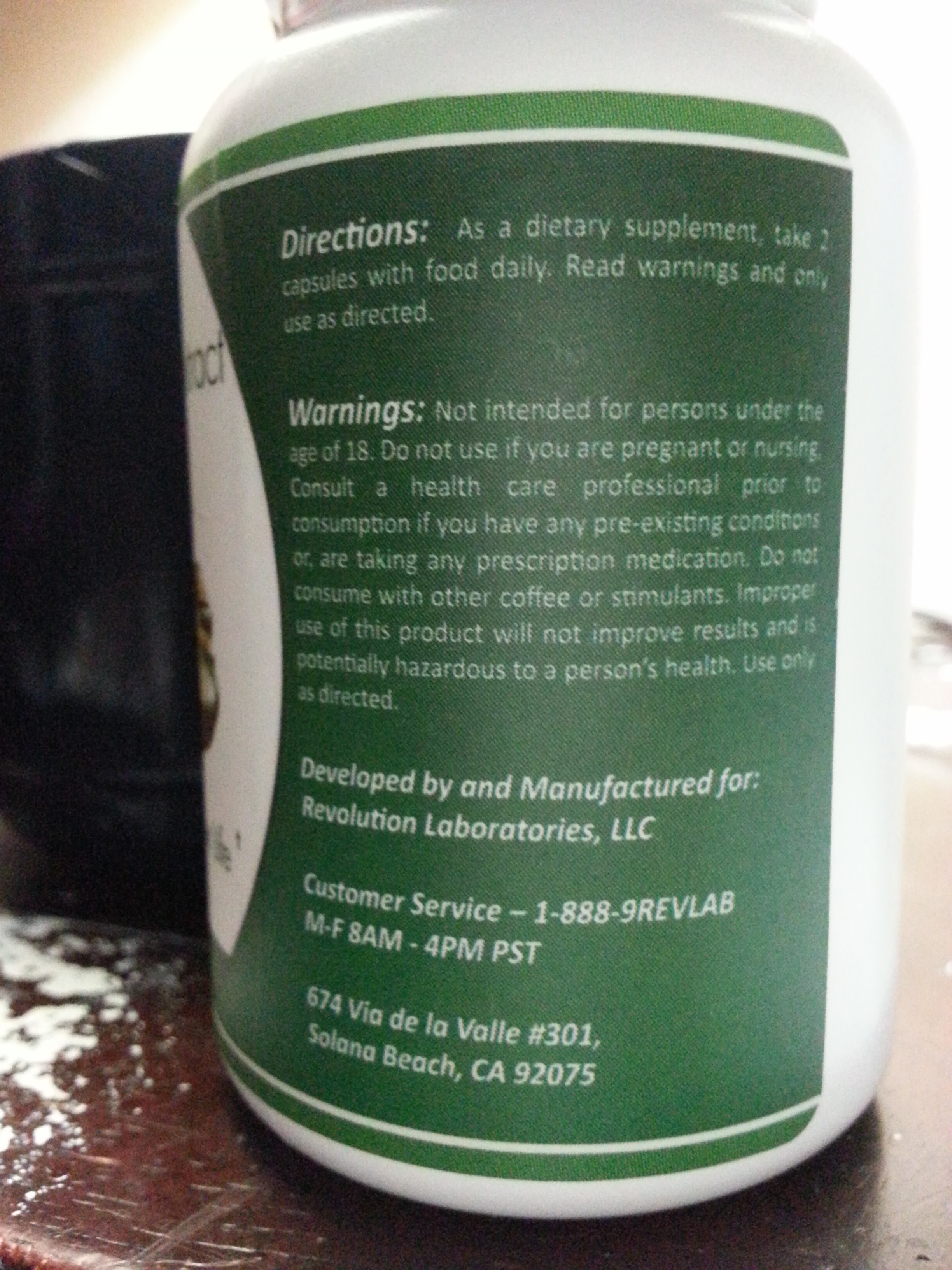 This is the side of the label that lists instructions, warnings and contact info. For what it's worth.