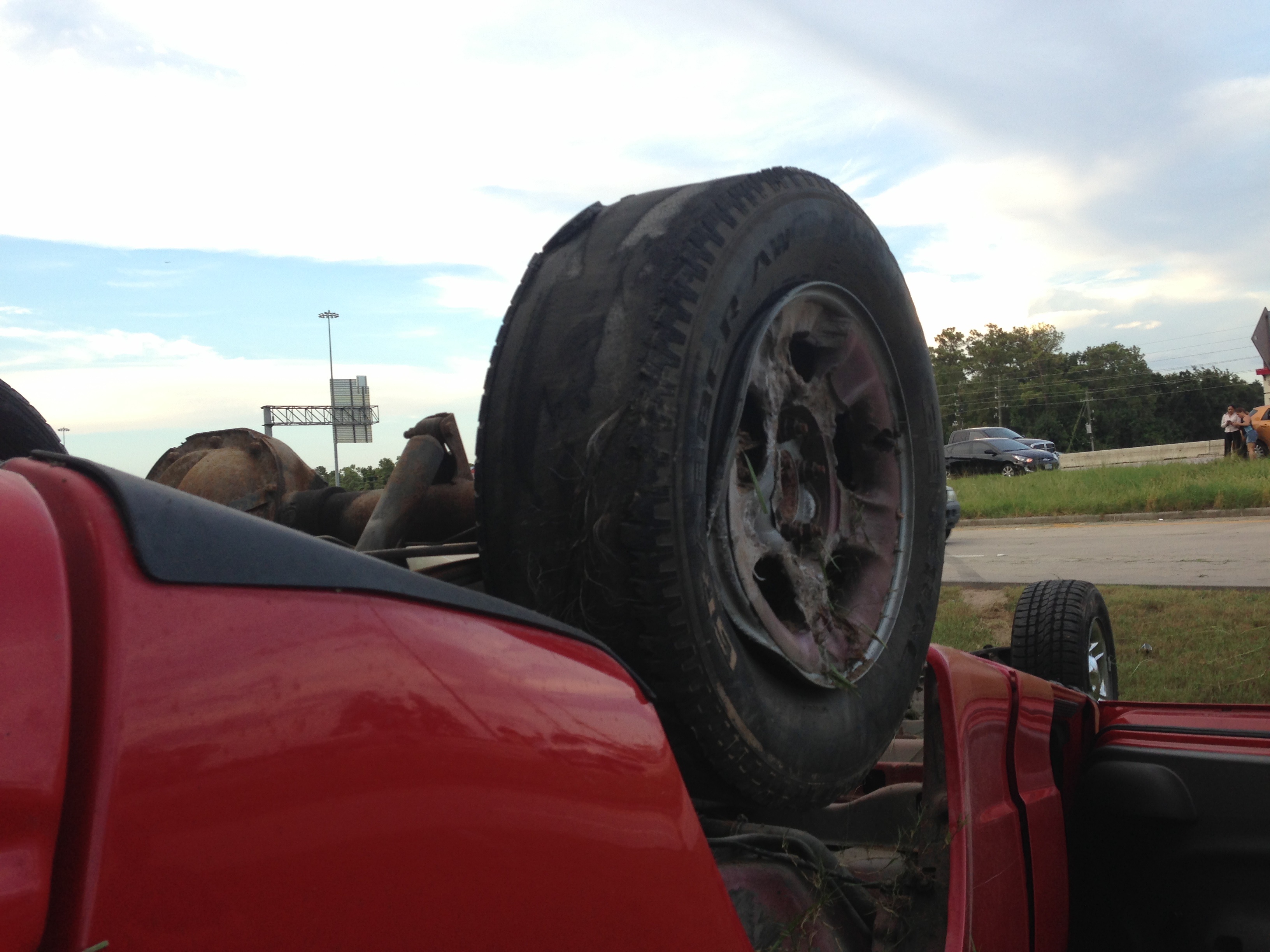 See tire with tread missing.