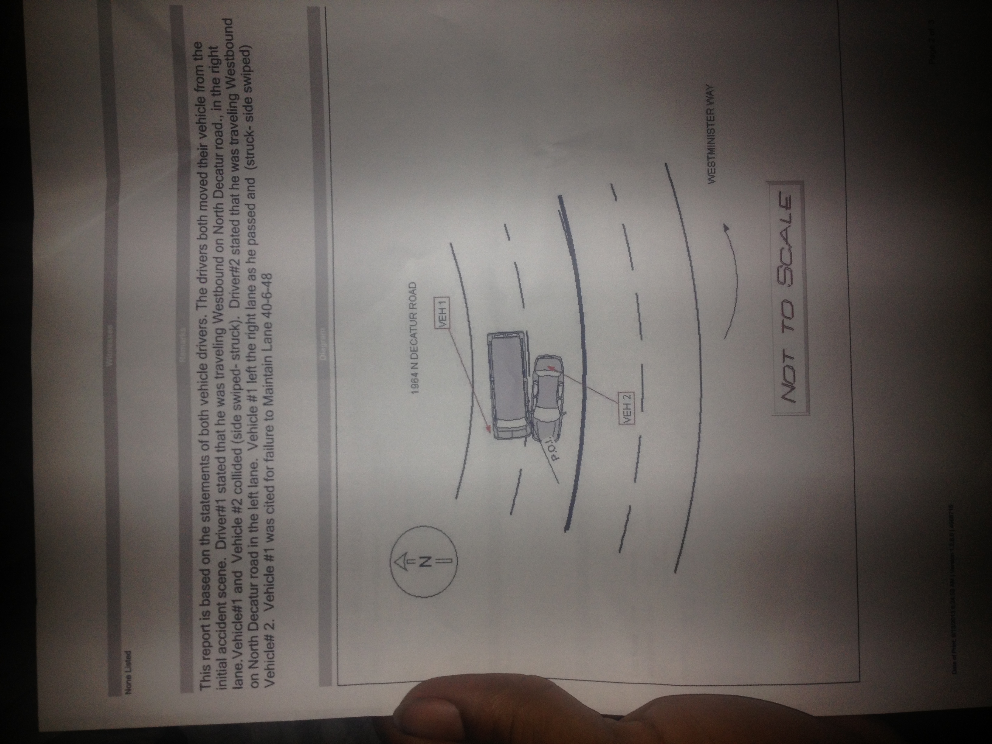 The second page of the police report, which is a diagram of how the accident occurred.