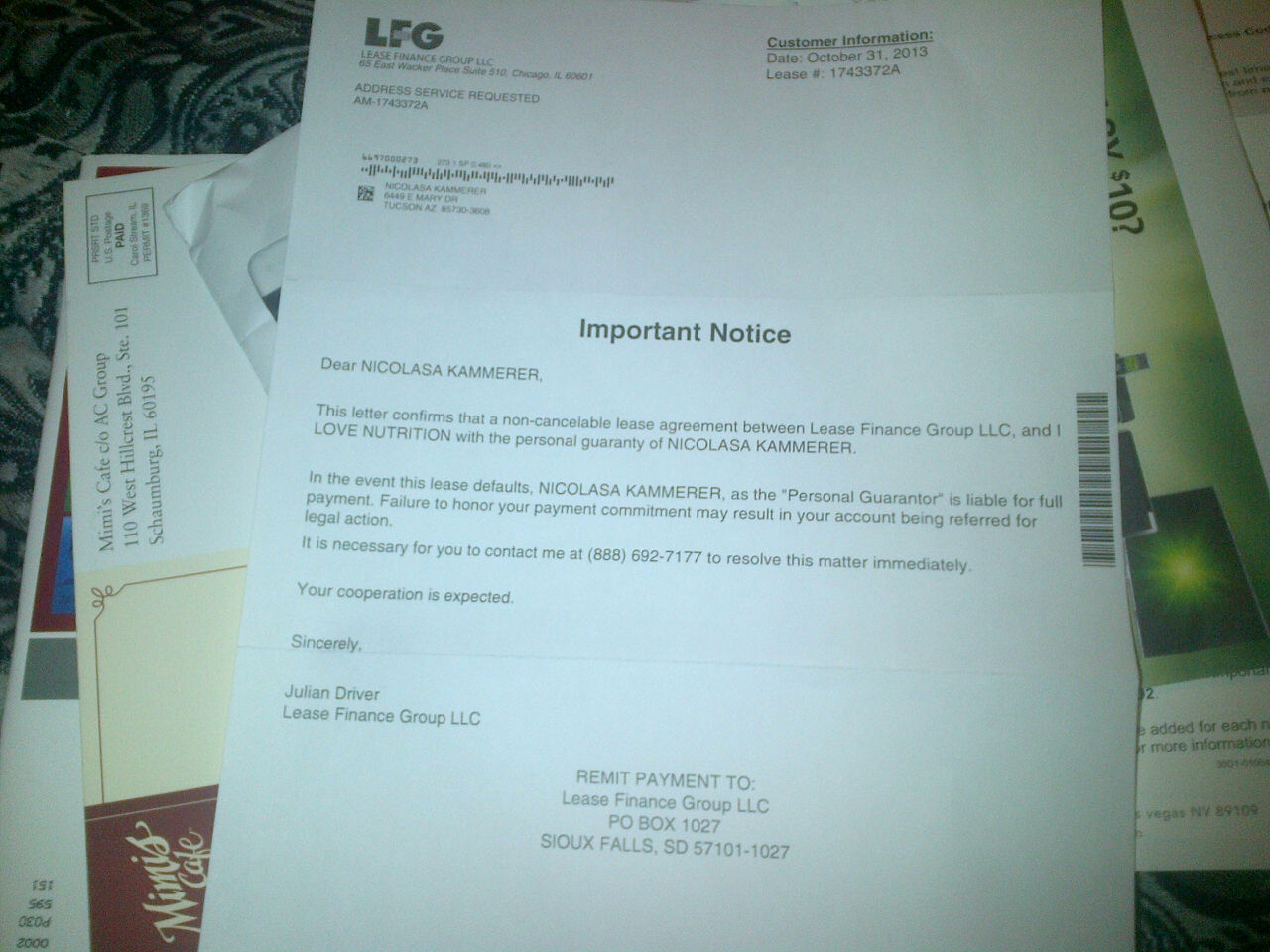 Latest threatening letter from LFG