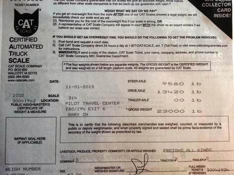 Final weight ticket