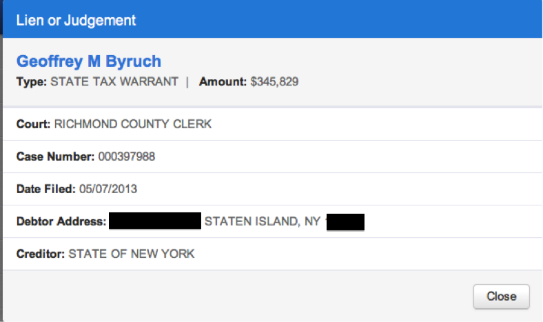 Geoffrey Byruch's tax lien