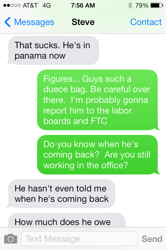 Here is another text from Steve Dowd and Derick Downs conversation.  