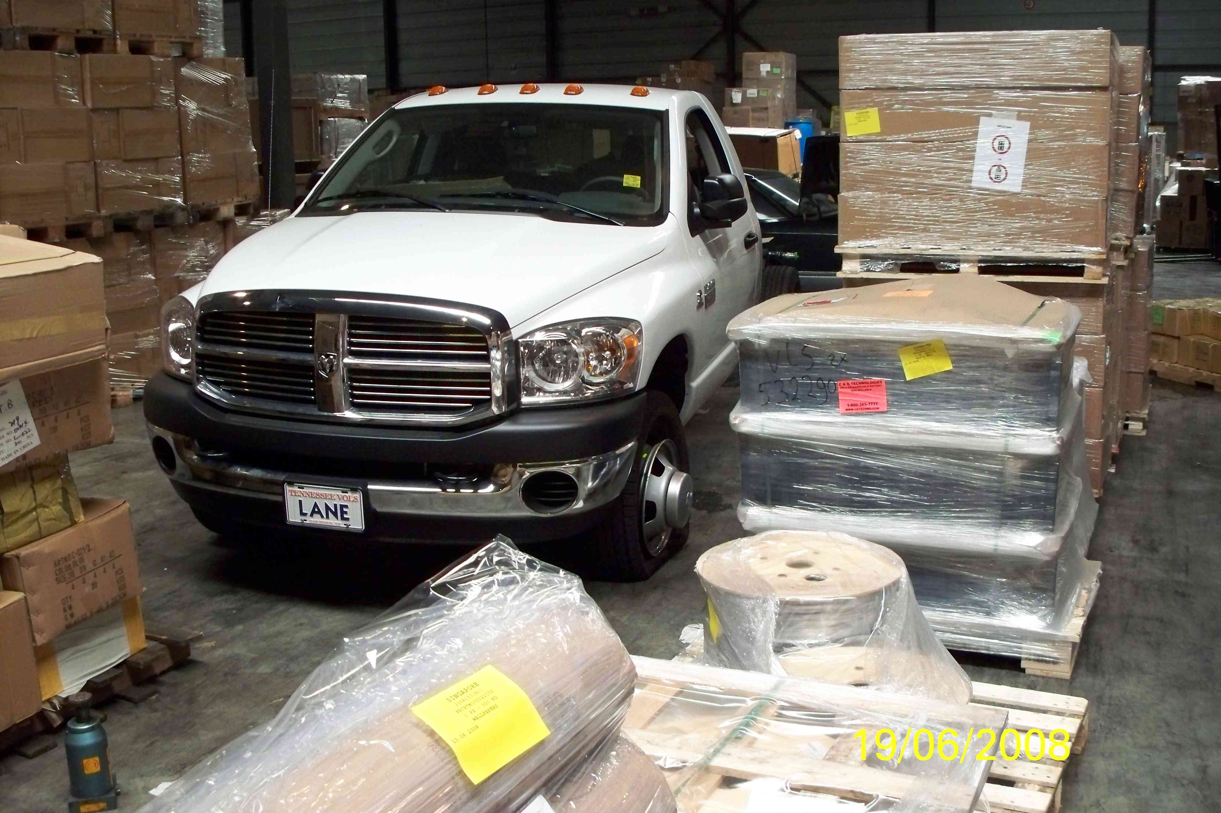 Dodge after unloading in a warehouse in Rotterdam