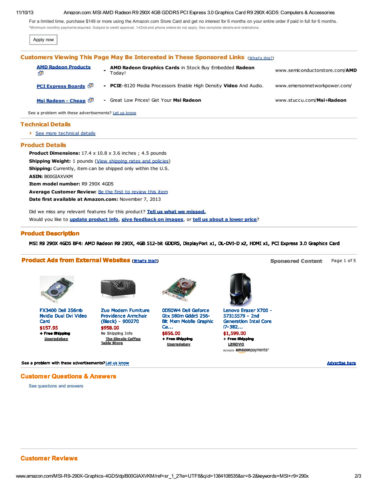 TigerDirect Advertisement on Amazon at time of purchase pg2