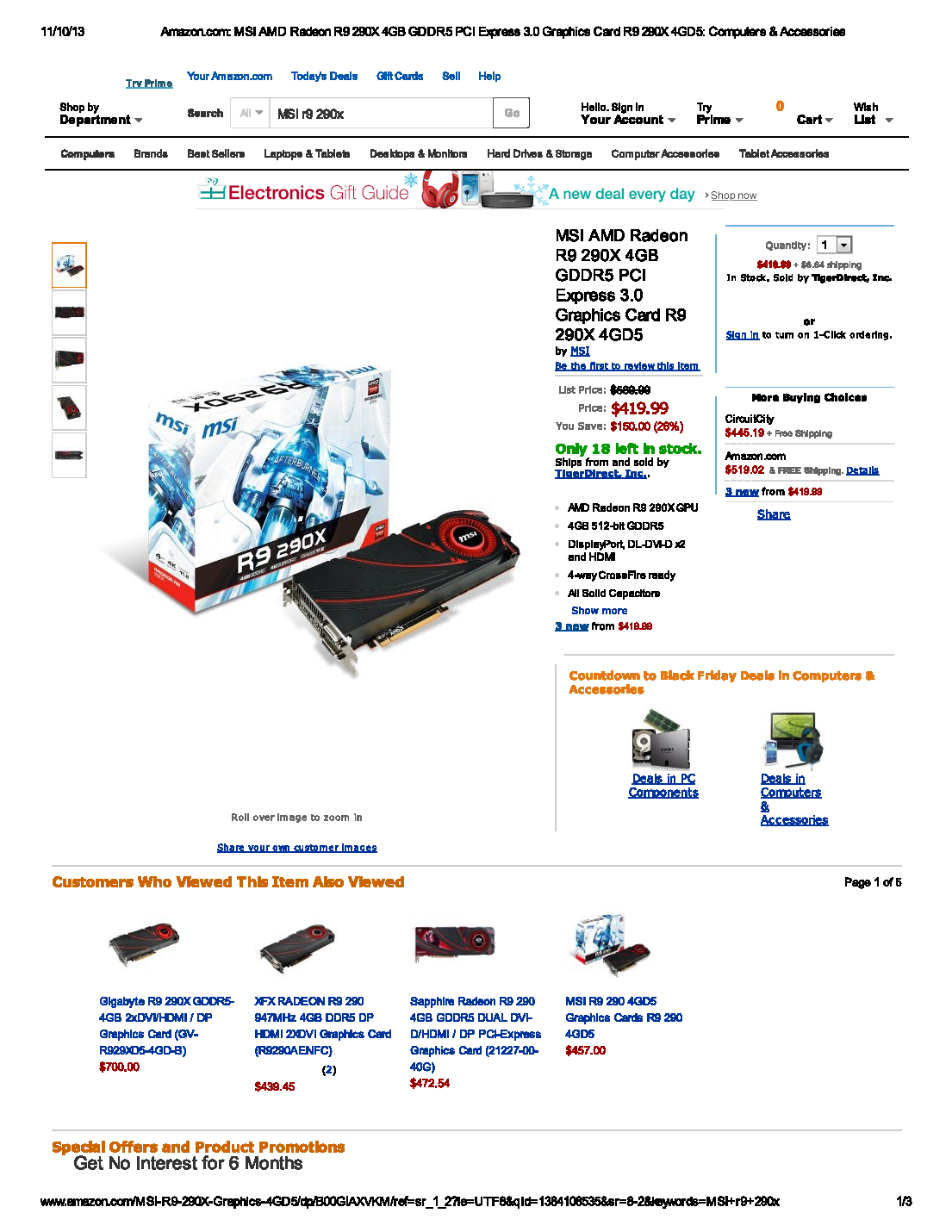 TigerDirect Advertisement on Amazon at time of purchase pg1