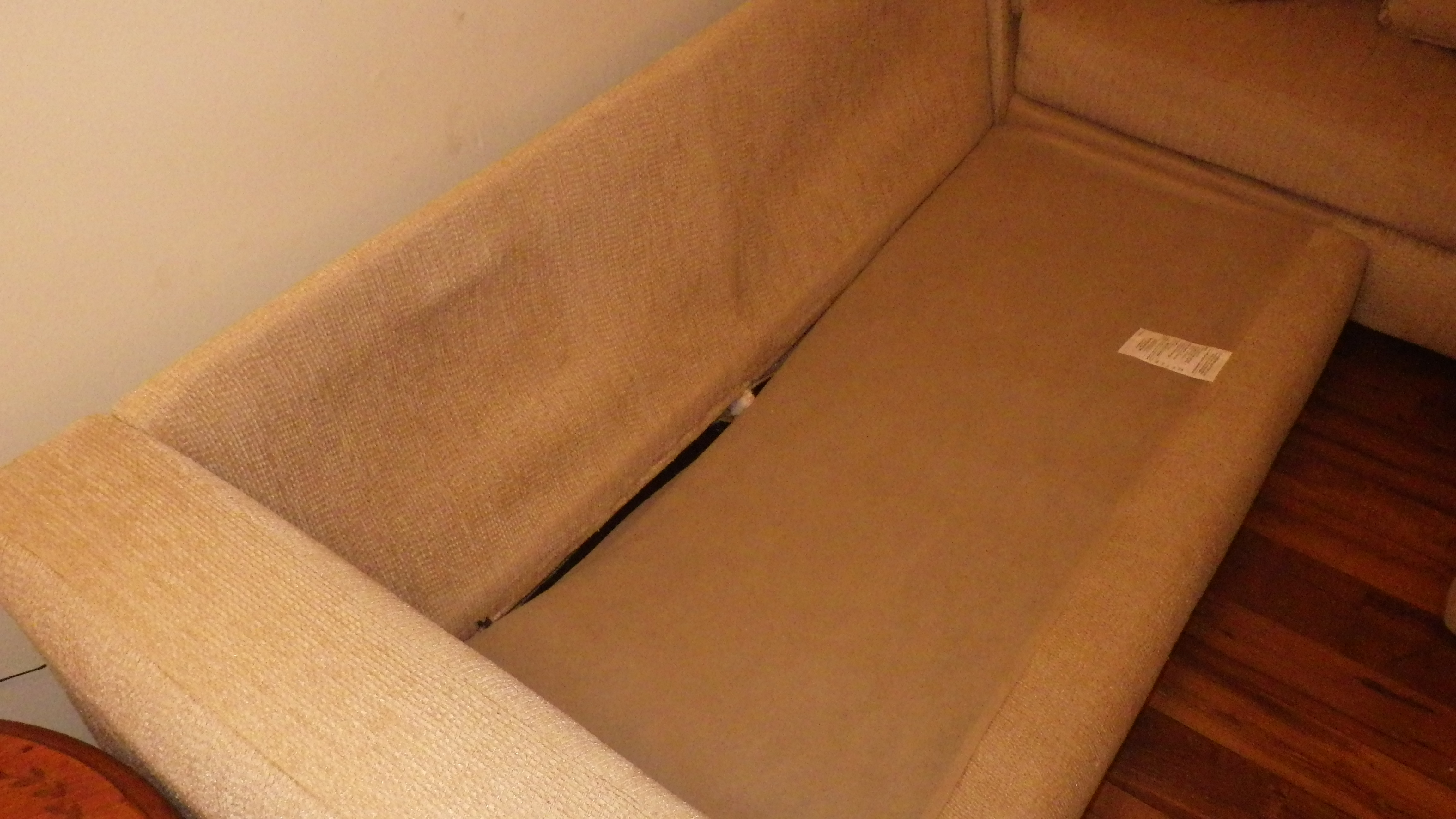 The couch they sold me with the damage.