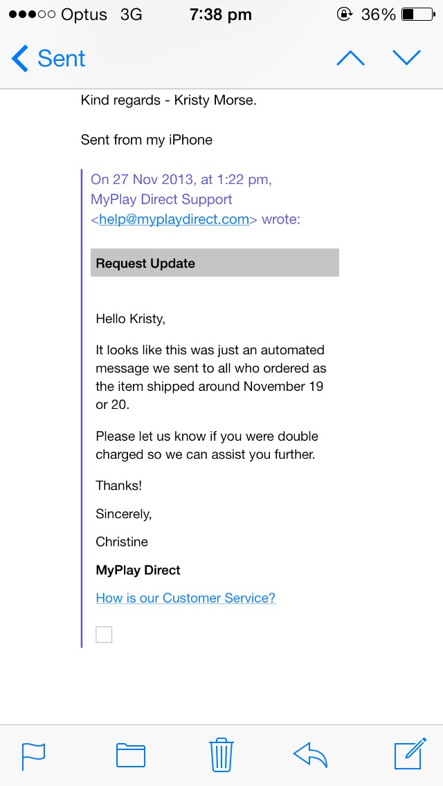 Email stating that my order was shipped. Yet has not arrived. It will be a month this week. 